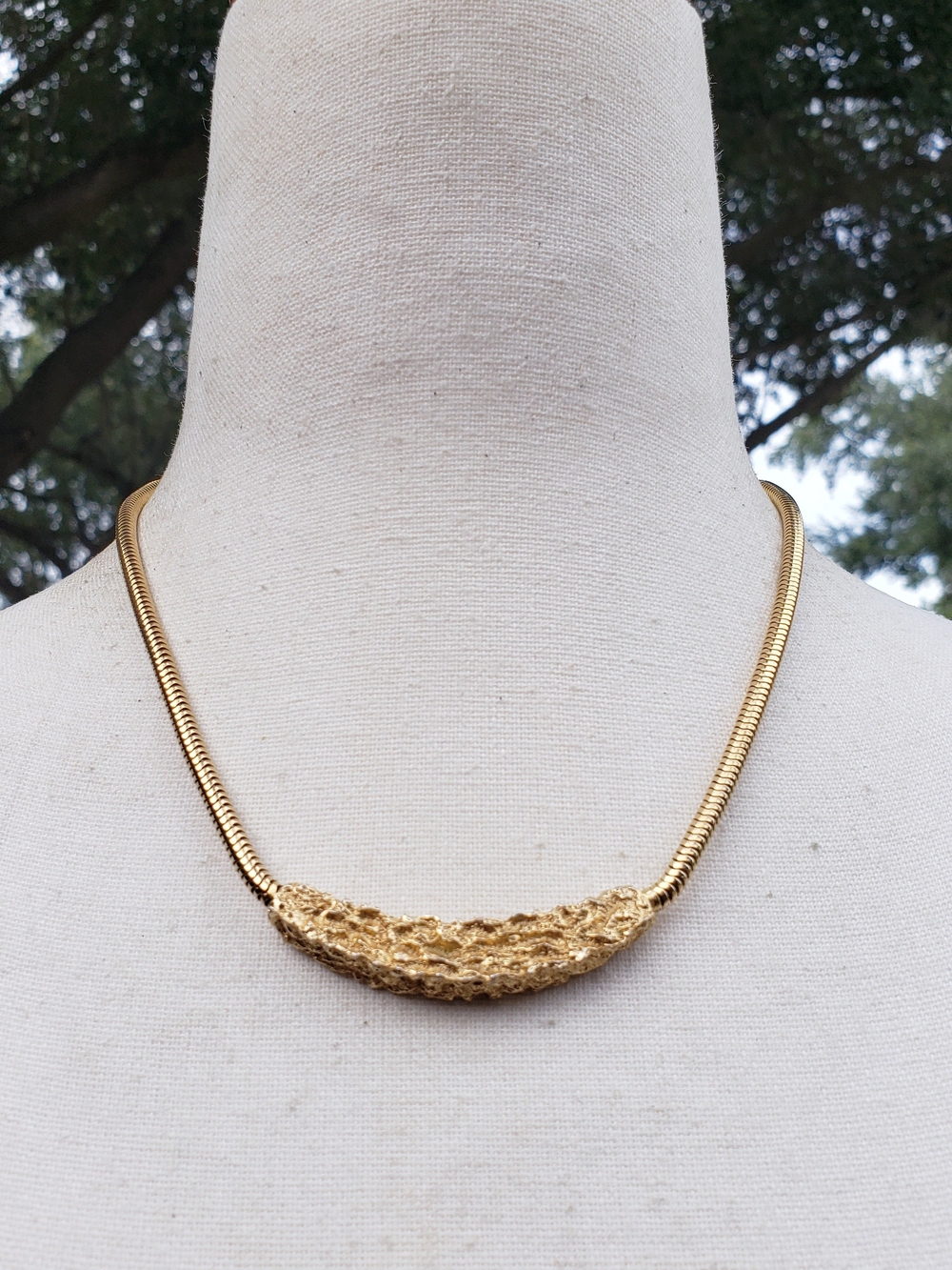 Gold-plated Nugget  Statement Necklace